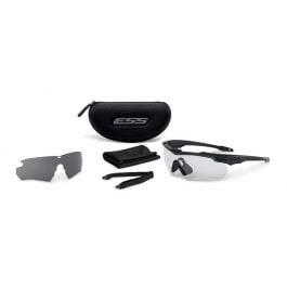 ESS Crossblade 2 Lens Ballistic Glasses Kit - Black Frame, Smoke Grey/ Clear Lens