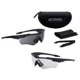 ESS Crossblade 2X Ballistic Glasses Kit - Black Frame, Smoke Grey/ Clear Lens