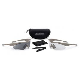 ESS Crossblade 2X Ballistic Glasses Kit - Terrain Tan Frame, Smoke Grey/ Clear Lens