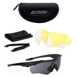ESS Crossblade 3 Lens Ballistic Glasses Kit - Black Frame, Smoke Grey/ Clear/ Hi-Def Yellow Lens