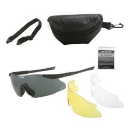 ESS ICE 3 Lens Ballistic Glasses Kit - Black Frame, Yellow/ Smoke Grey/ Clear Lens