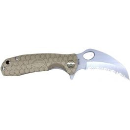 Honey Badger Claw Small Serrated Folding Knife - Tan