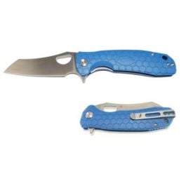 Honey Badger D2 Wharncleaver Flipper Knife - Large, Blue/Silver