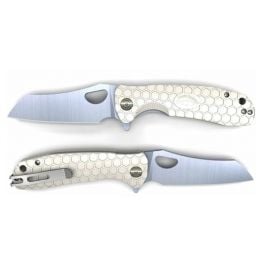 Honey Badger D2 Wharncleaver Flipper Knife - Large, White