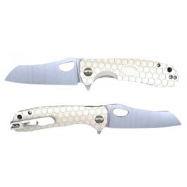 Honey Badger D2 Wharncleaver Flipper Knife - Medium, White