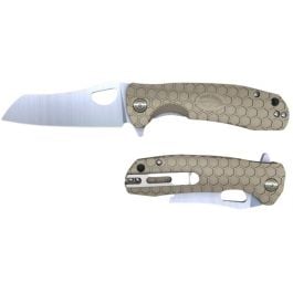 Honey Badger D2 Wharncleaver Knife - Small, Tan