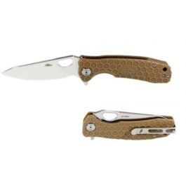 Honey Badger Leaf Folding Knife - Small, Tan