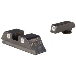 Trijicon Bright & Tough Night Sights For Glock Large Frames - Front White Outline/Green Tritium, Rear White Outline/Yellow Tritium, Black