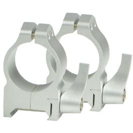 Warne Steel 30mm Silver Stepped Quick Detach Scope Rings - Medium